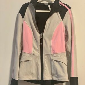 Lulu Lemon Grey Pink Black Front ZIP Hooded Jacket
